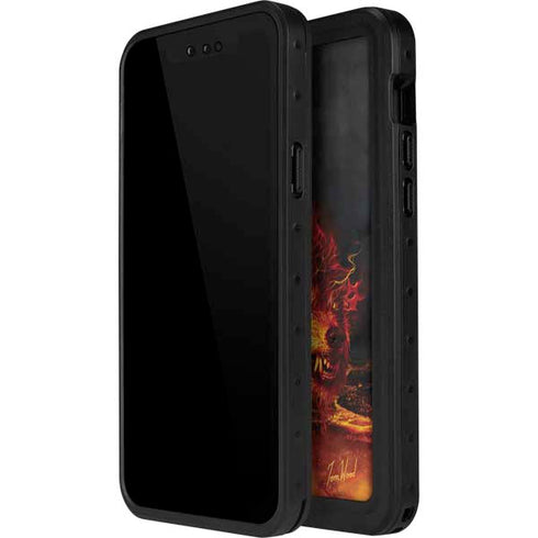 Fire Stalker Wolf by Tom Wood iPhone 15 Plus Waterproof Case
